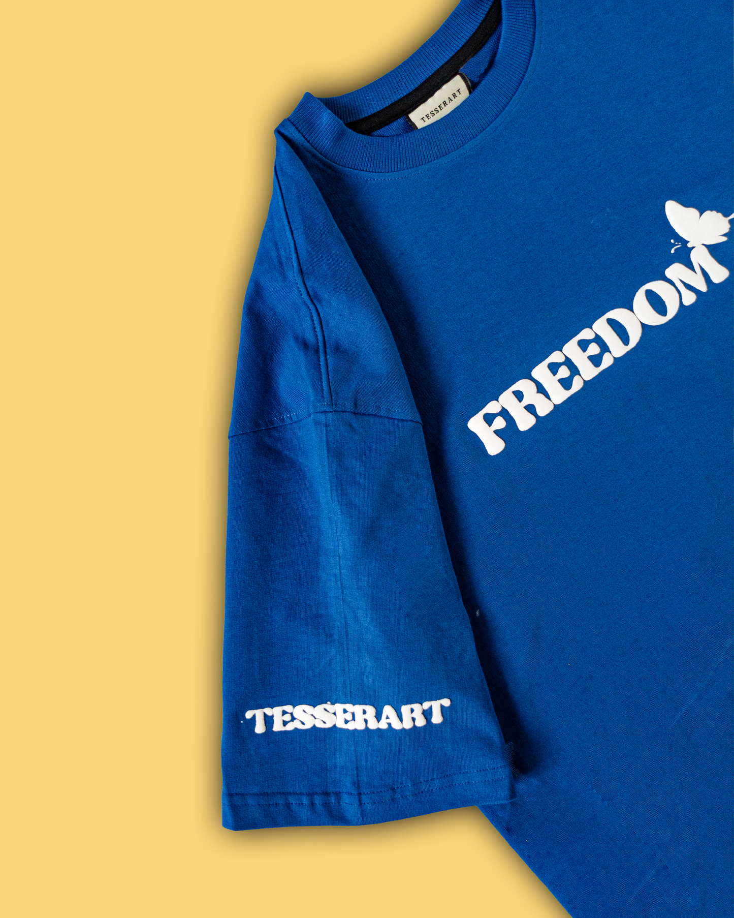 Fly Free Butterfly Puff Print Tee – Royal Blue
