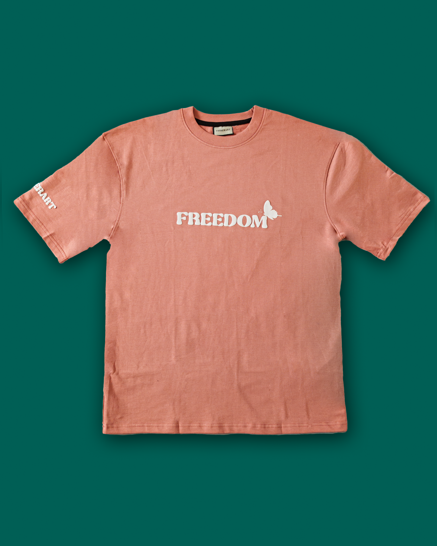 Fly Free Butterfly Puff Print Tee – Dusty Pink