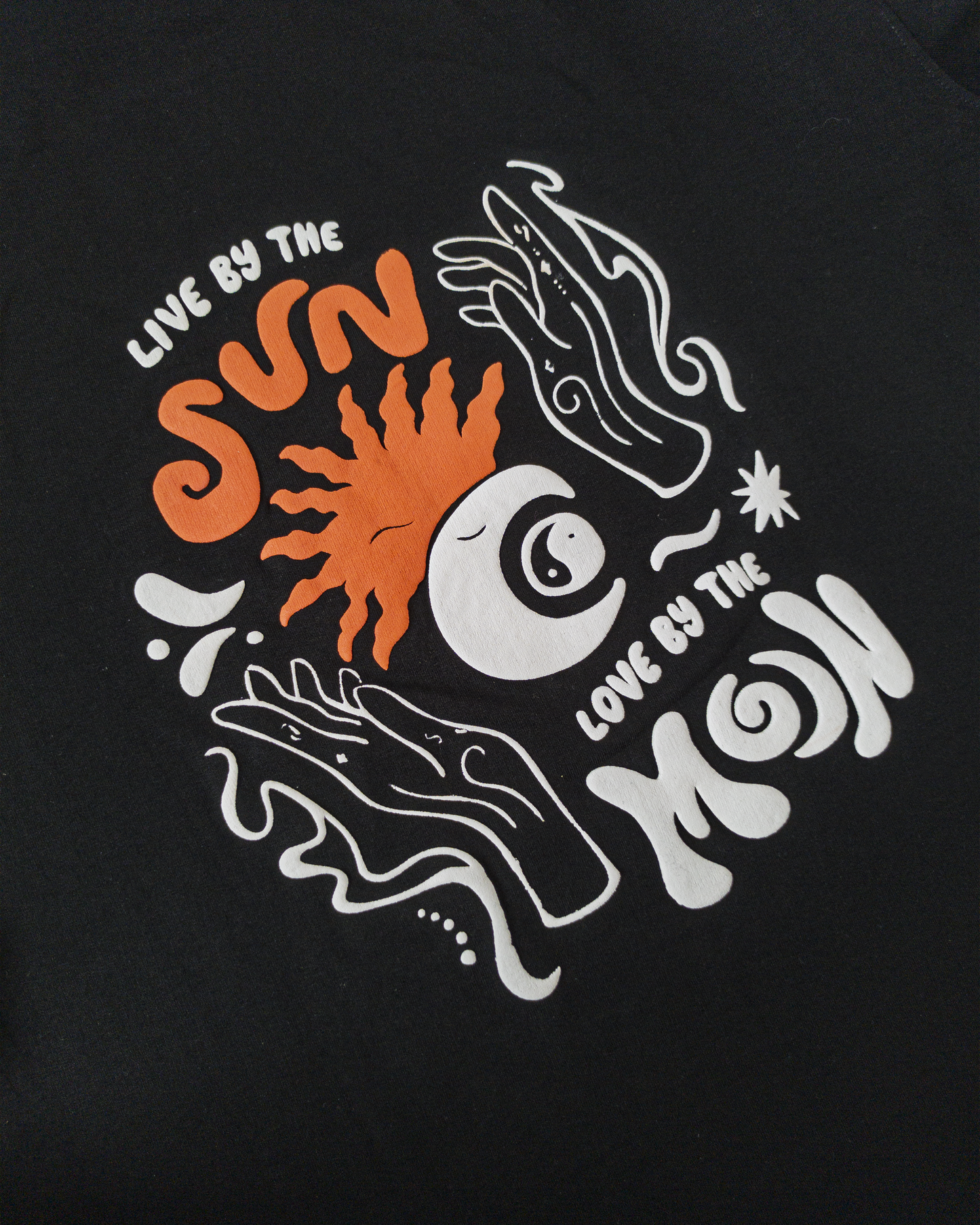 Sun & Moon Puff Print Tee – Black