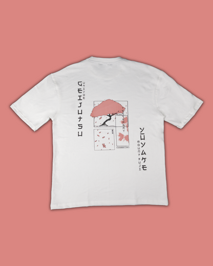 White Printed Oversized Fit T-shirt