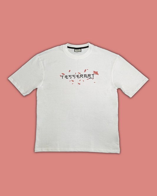 White Printed Oversized Fit T-shirt