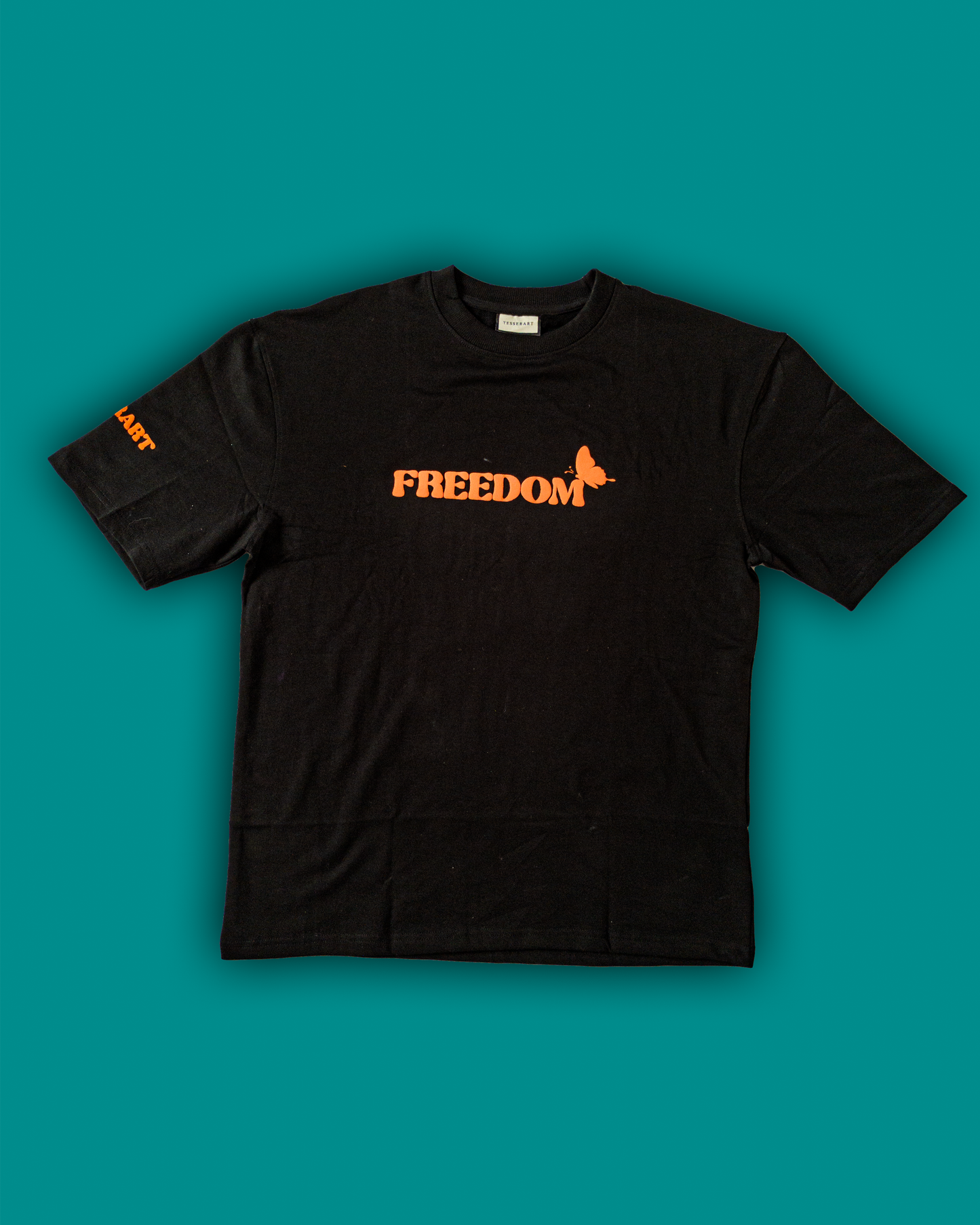 Fly Free Butterfly Puff Print Tee – Black