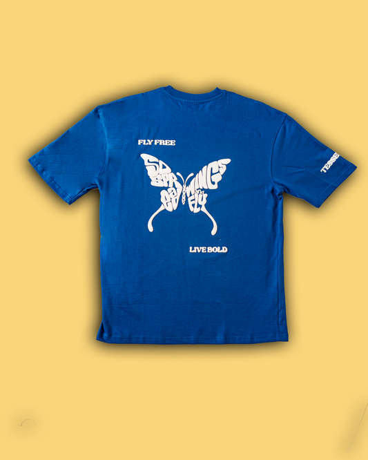 Fly Free Butterfly Puff Print Tee – Royal Blue