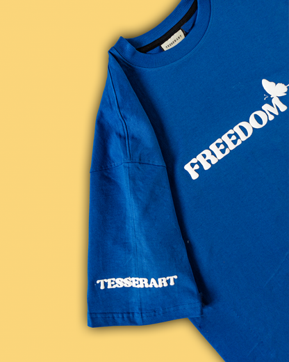 Fly Free Butterfly Puff Print Tee – Royal Blue