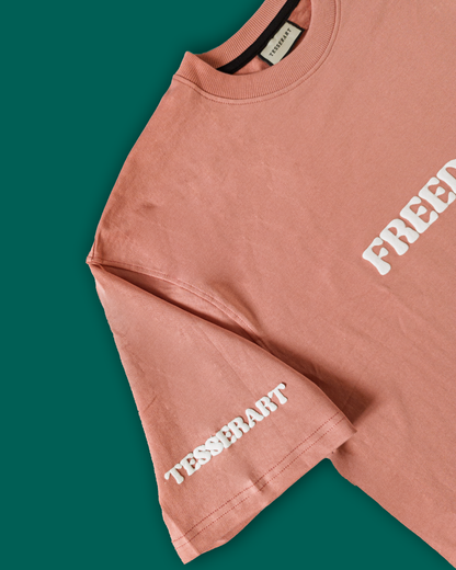 Fly Free Butterfly Puff Print Tee – Dusty Pink