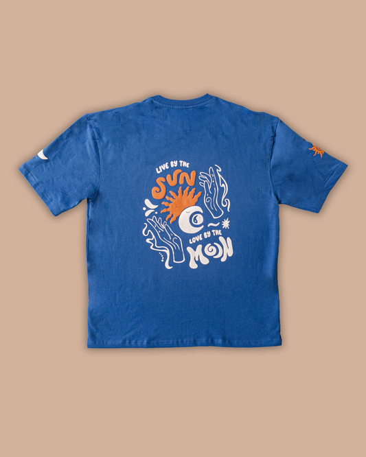 Sun & Moon Puff Print Tee – Blue