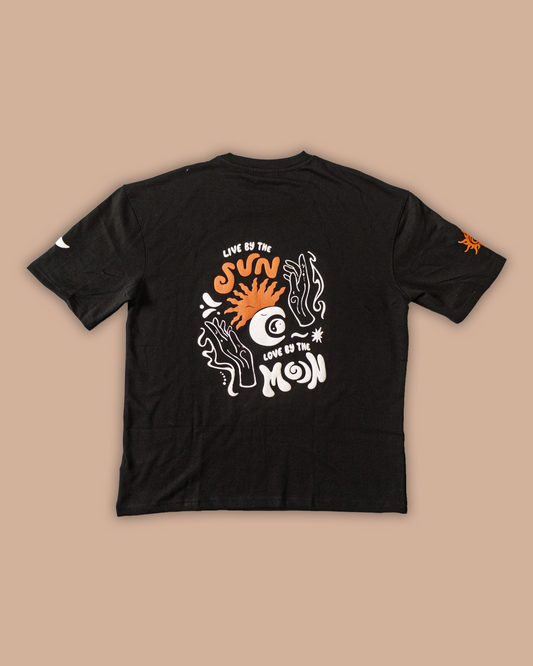 Sun & Moon Puff Print Tee – Black