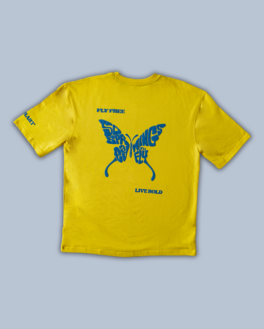 Fly Free Butterfly Puff Print Tee – Lemon Yellow