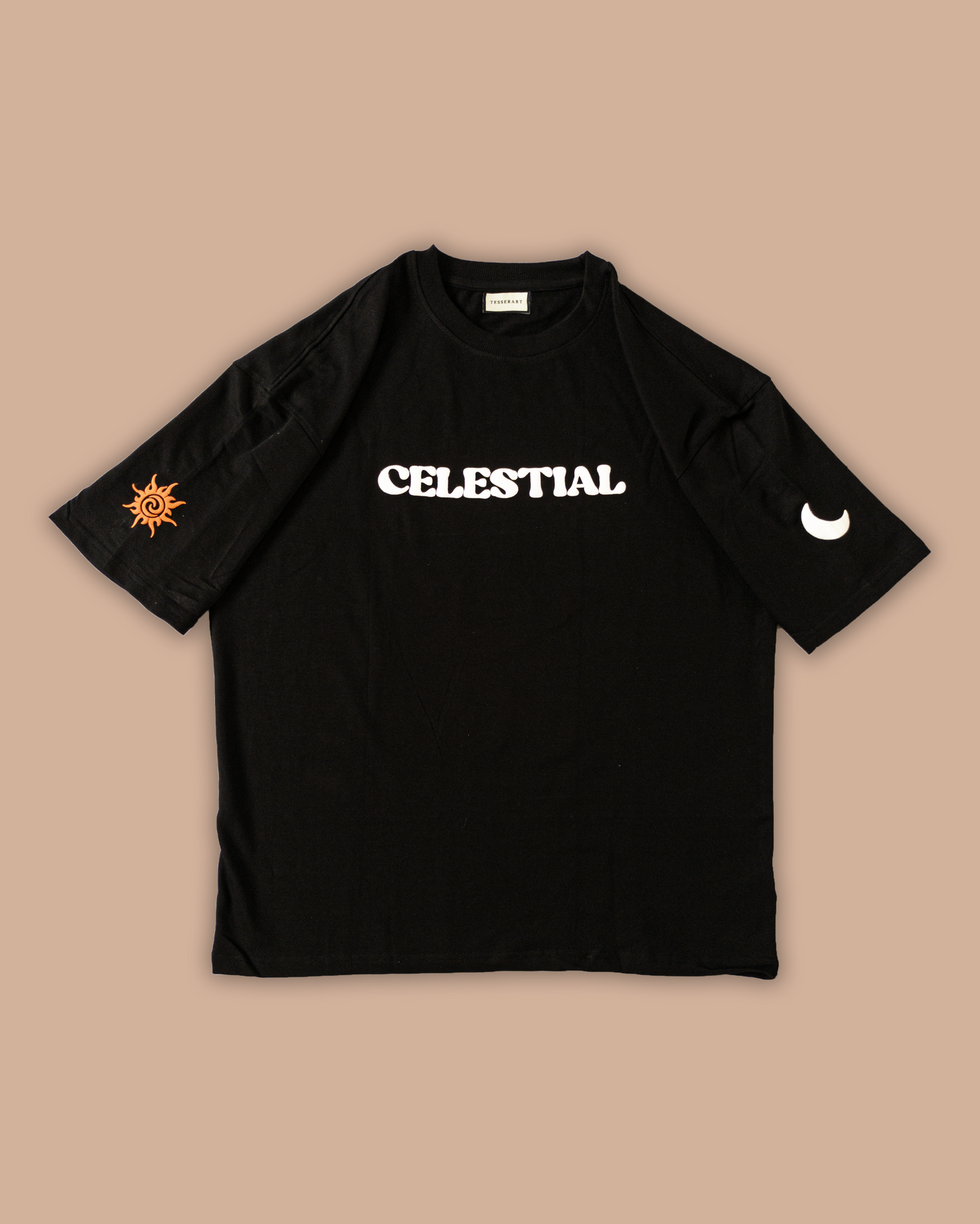 Sun & Moon Puff Print Tee – Black