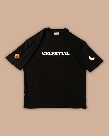 Sun & Moon Puff Print Tee – Black