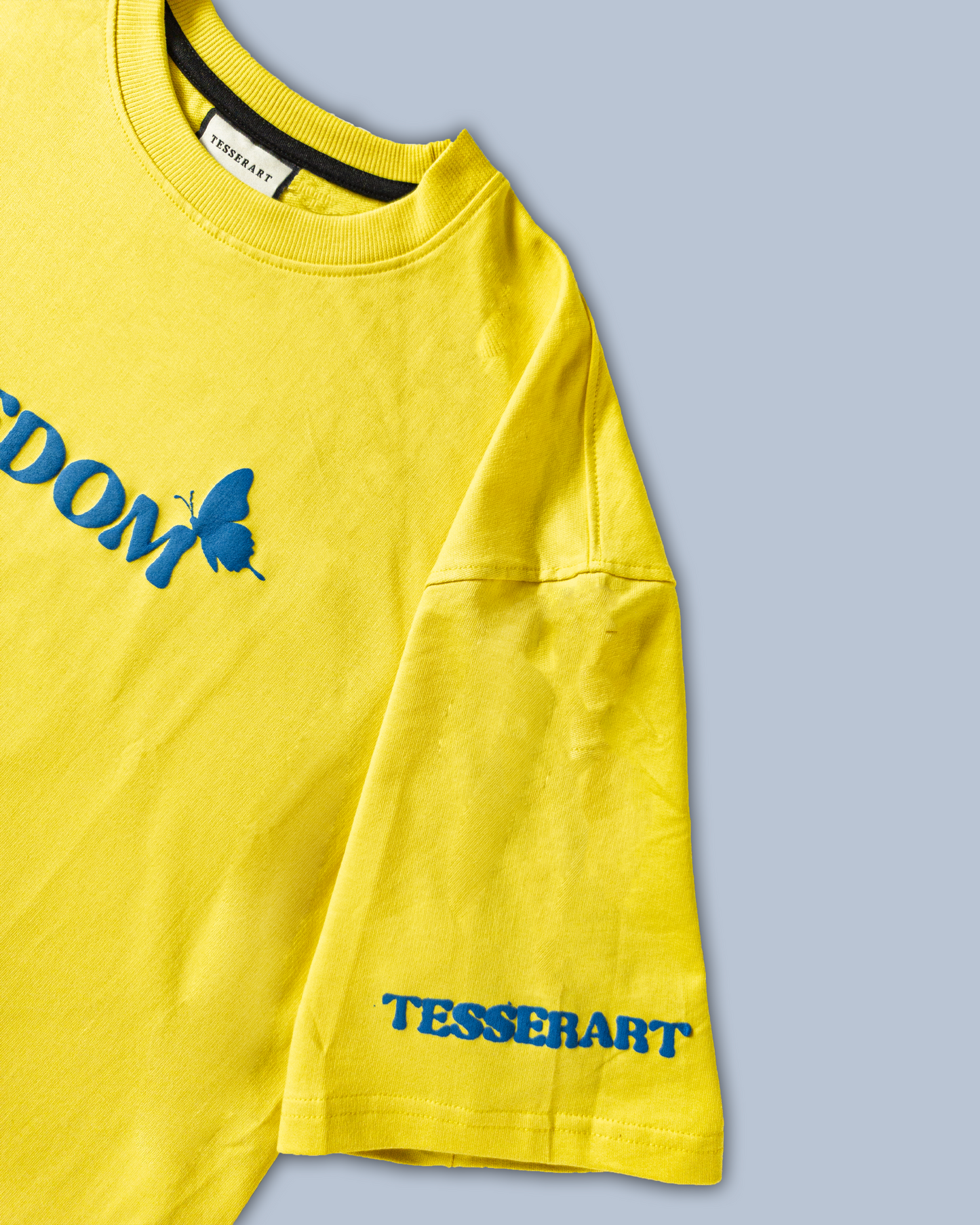 Fly Free Butterfly Puff Print Tee – Lemon Yellow